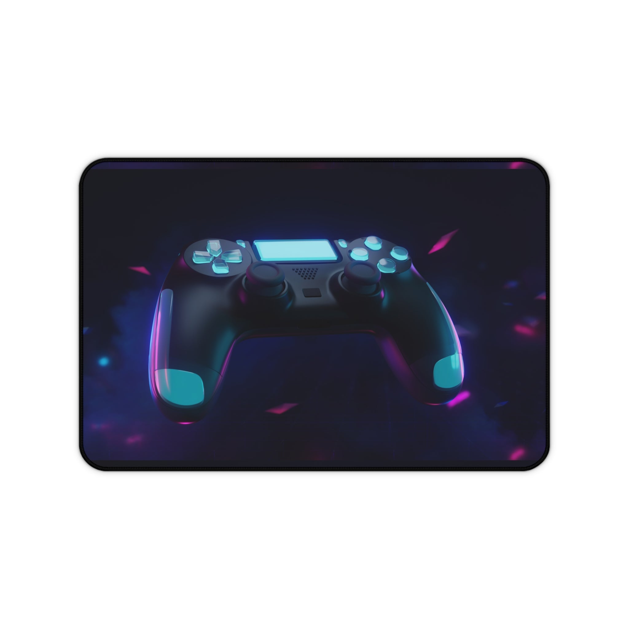 Gaming Controller Desk Mat — Neon Retro Gamepad Mouse Pad