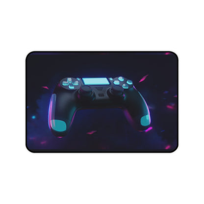 Gaming Controller Desk Mat — Neon Retro Gamepad Mouse Pad