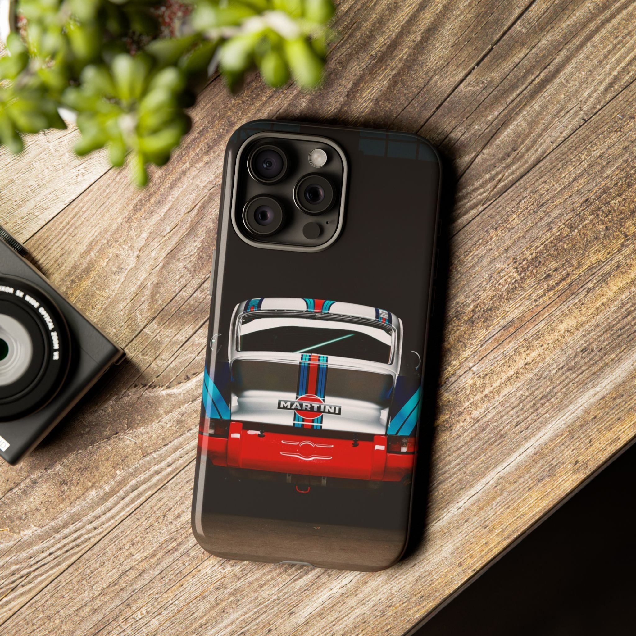 Classic Racecar Tough Phone Case — Retro Striped Vintage Sports Car Design