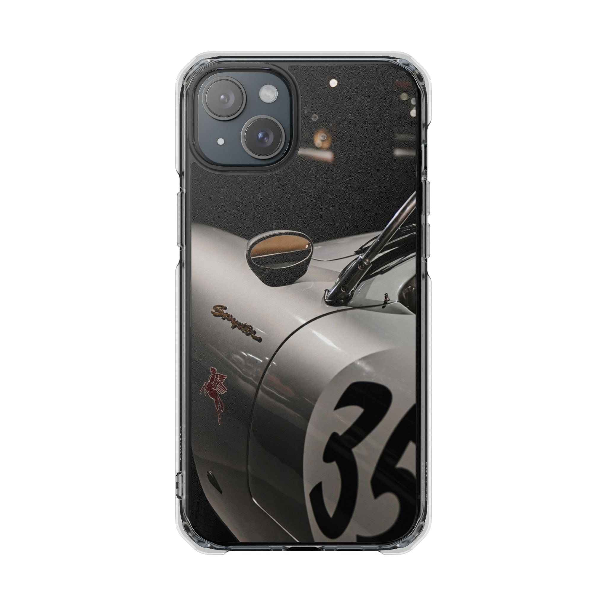 Clear Magnetic Impact Phone Case – Vintage Racing #35 Design