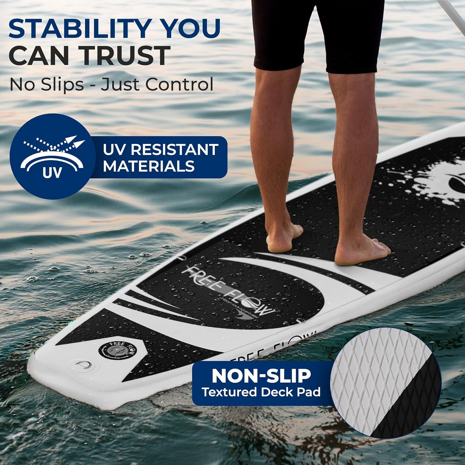 Inflatable Stand-Up Paddle Board - Wide, Stable Design with Non-Slip EVA Deck Pad & Premium Accessories for All Skill Levels