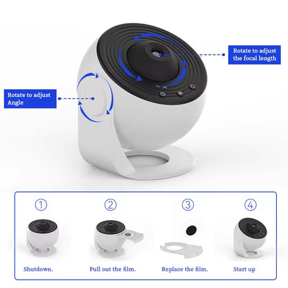 Galaxy Starry Sky Projector with 360° Rotation - Perfect Night Light for Kids, Valentine's Day, or Wedding Decor