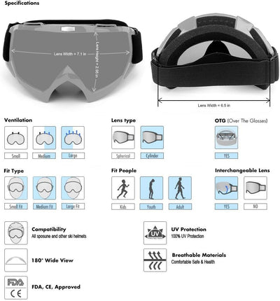 UV400 Dirt Bike & ATV Goggles - Windproof, Dustproof Motocross Goggles for Men, Women, and Youth