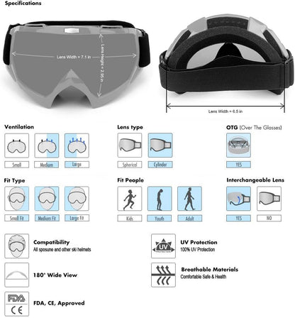 UV400 Dirt Bike & ATV Goggles - Windproof, Dustproof Motocross Goggles for Men, Women, and Youth
