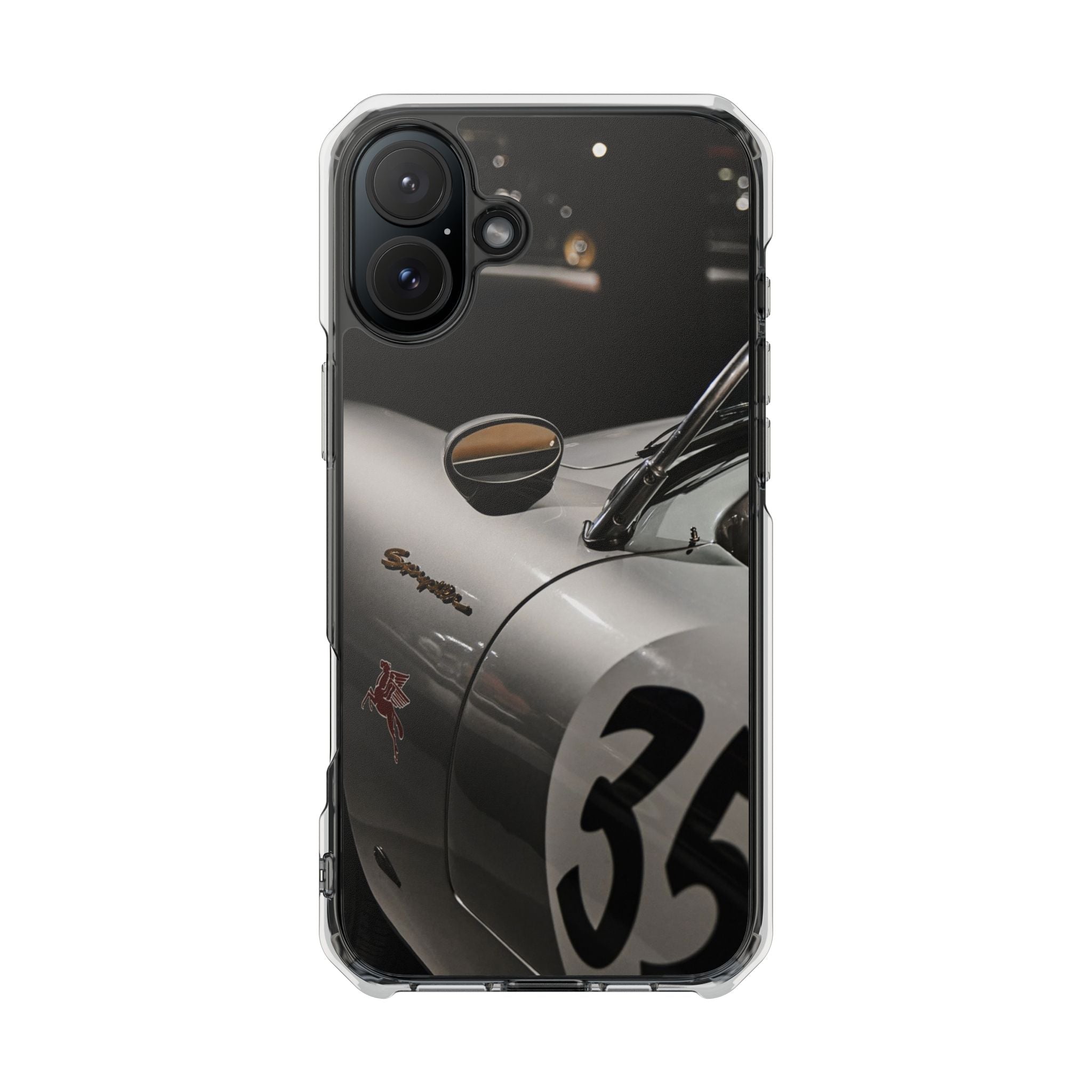 Clear Magnetic Impact Phone Case – Vintage Racing #35 Design
