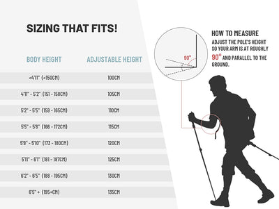 Trekking Hiking Poles Aluminum Hiking Walking Sticks with Quick Adjustable Locks - Comfort Handle - Padded Strap - Snow Baskets Attached-Suitable for Hiking, Walking