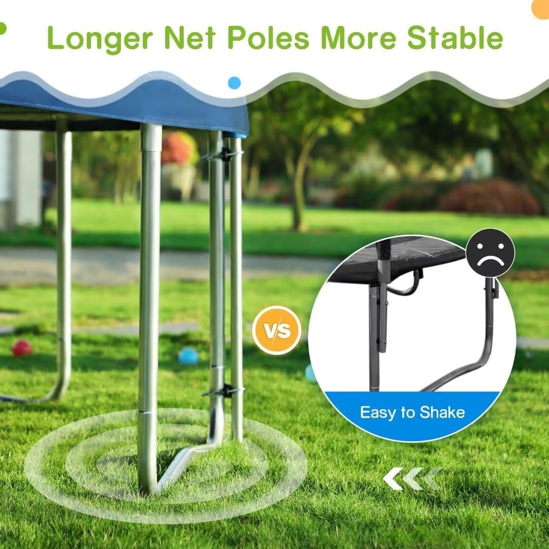 No-Gap Design Outdoor Trampoline with Safety Enclosure Net, 1500 LBS Capacity - Available in Sizes 8FT to 16FT