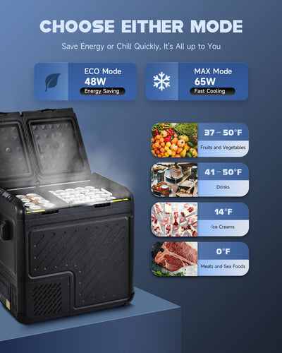 58 Qt Dual Zone Car Fridge Freezer Portable RV Refrigerator DC & AC Power