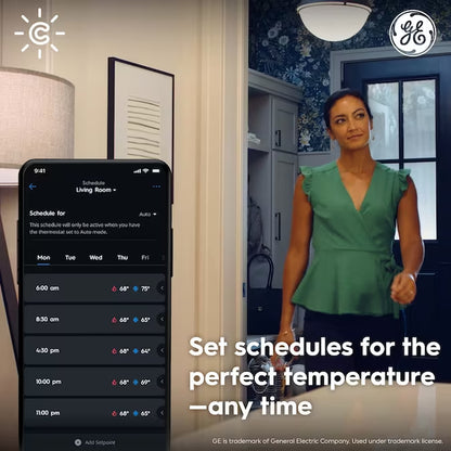 Black Smart Thermostat with Wi-Fi Connectivity and Smart Home Compatibility