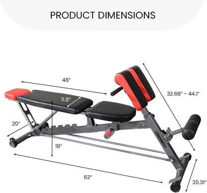 Multi-Functional FID Weight Bench - All-in-One Workout Solution with Hyper Back Extension & Adjustable Features