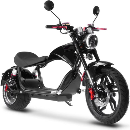 Raven 60V 2500W Electric Cafe Motorcycle - 30Ah Lithium Battery, Black
