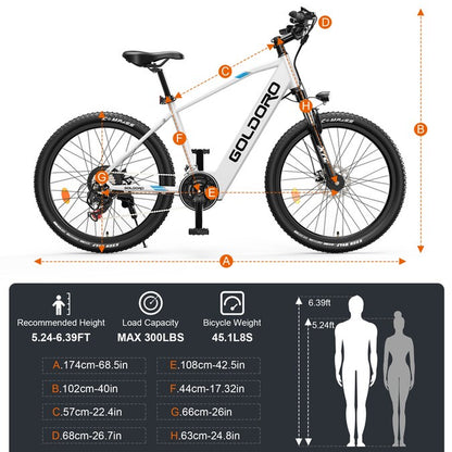 Electric Bike 26-In X7 - 250W/36Vmaxax - 18 MPH - Large Size - Full Suspension - E-Bike with Brushless Motor - Dual Disc Brakes