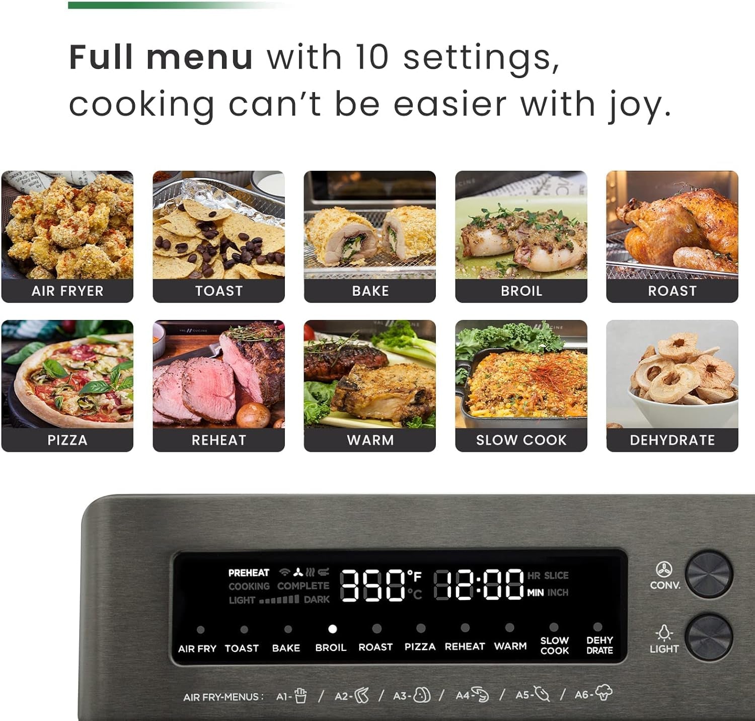 26.3 QT Extra-Large Smart Air Fryer Toaster Oven – 10-in-1 Convection Countertop Oven, Black Matte Stainless Steel