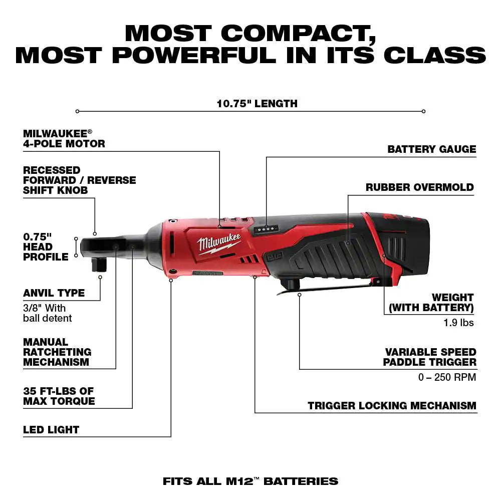 Milwaukee M12 12V Lithium-Ion 5-Tool Cordless Combo Kit with 2 Batteries, Charger & Tool Bag