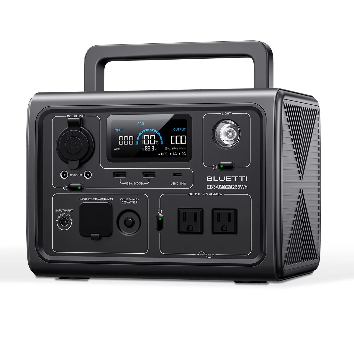 EB3A 600W Portable Solar Generator, 268Wh LiFePO4 Power Station for Camping & Emergencies