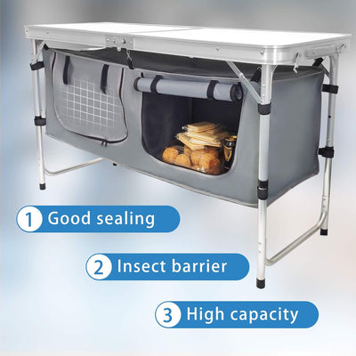 Portable Folding Camping Table with Storage – Lightweight Aluminum, Height Adjustable Picnic Table for Outdoors, Beach, Tailgating, BBQs, and Travel