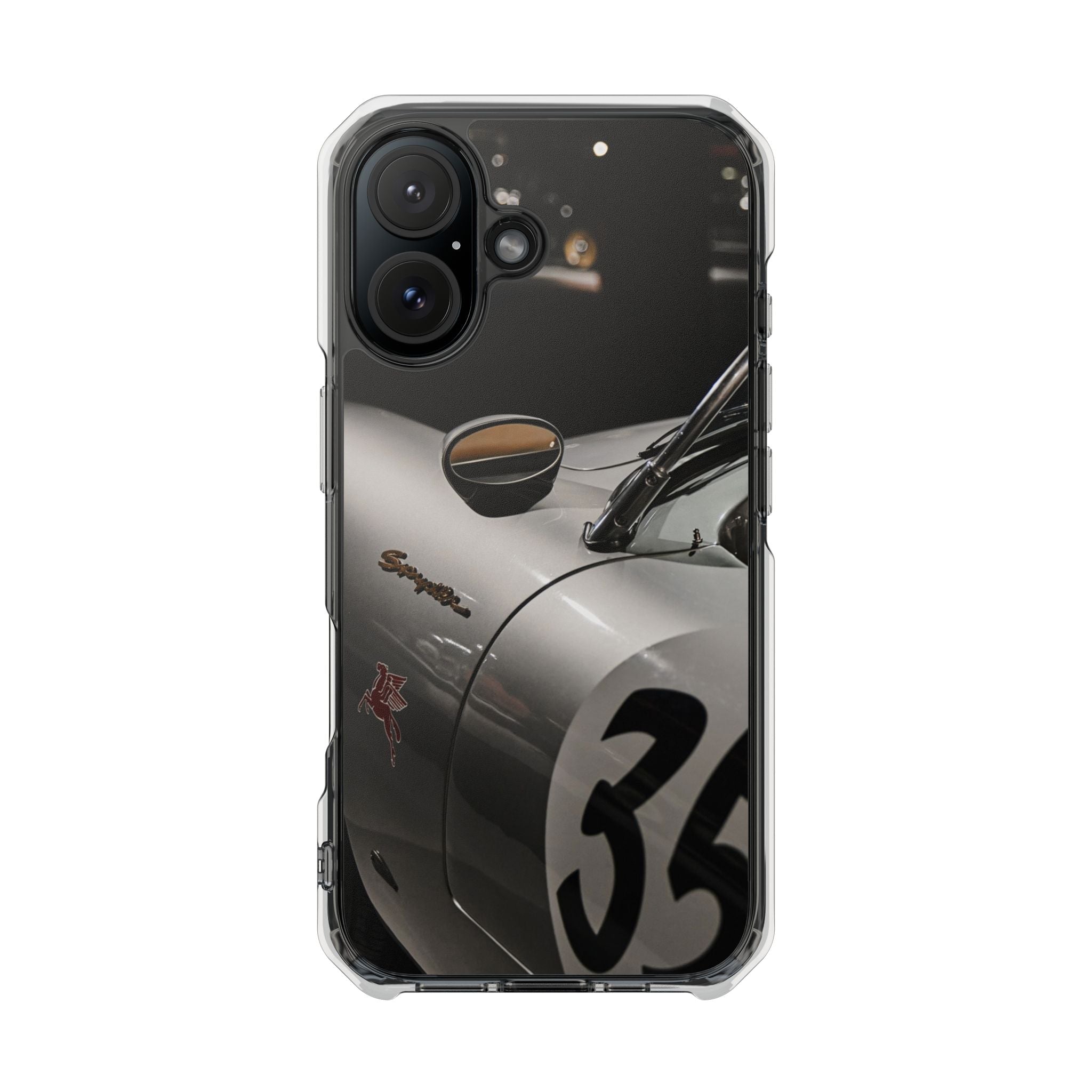 Clear Magnetic Impact Phone Case – Vintage Racing #35 Design