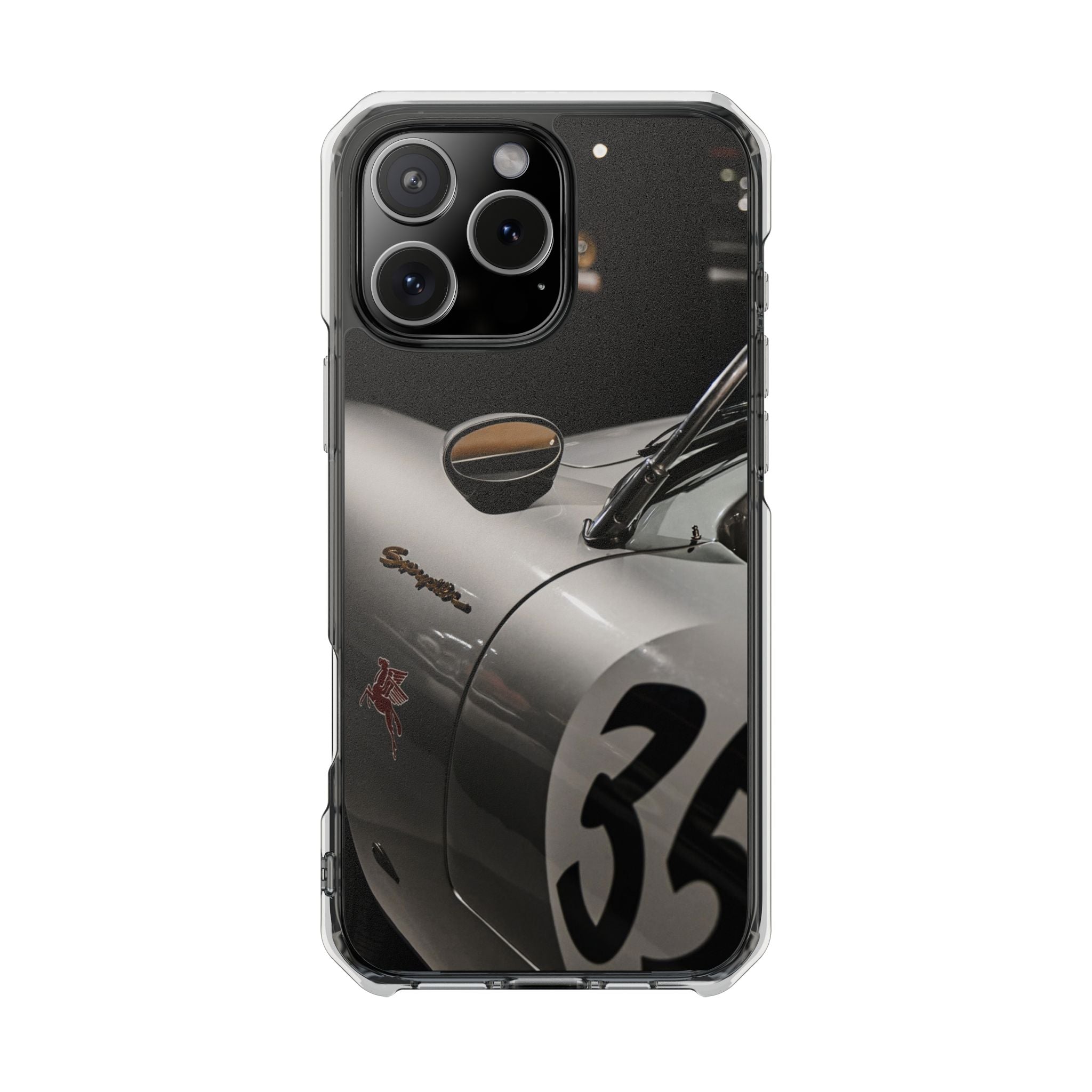 Clear Magnetic Impact Phone Case – Vintage Racing #35 Design