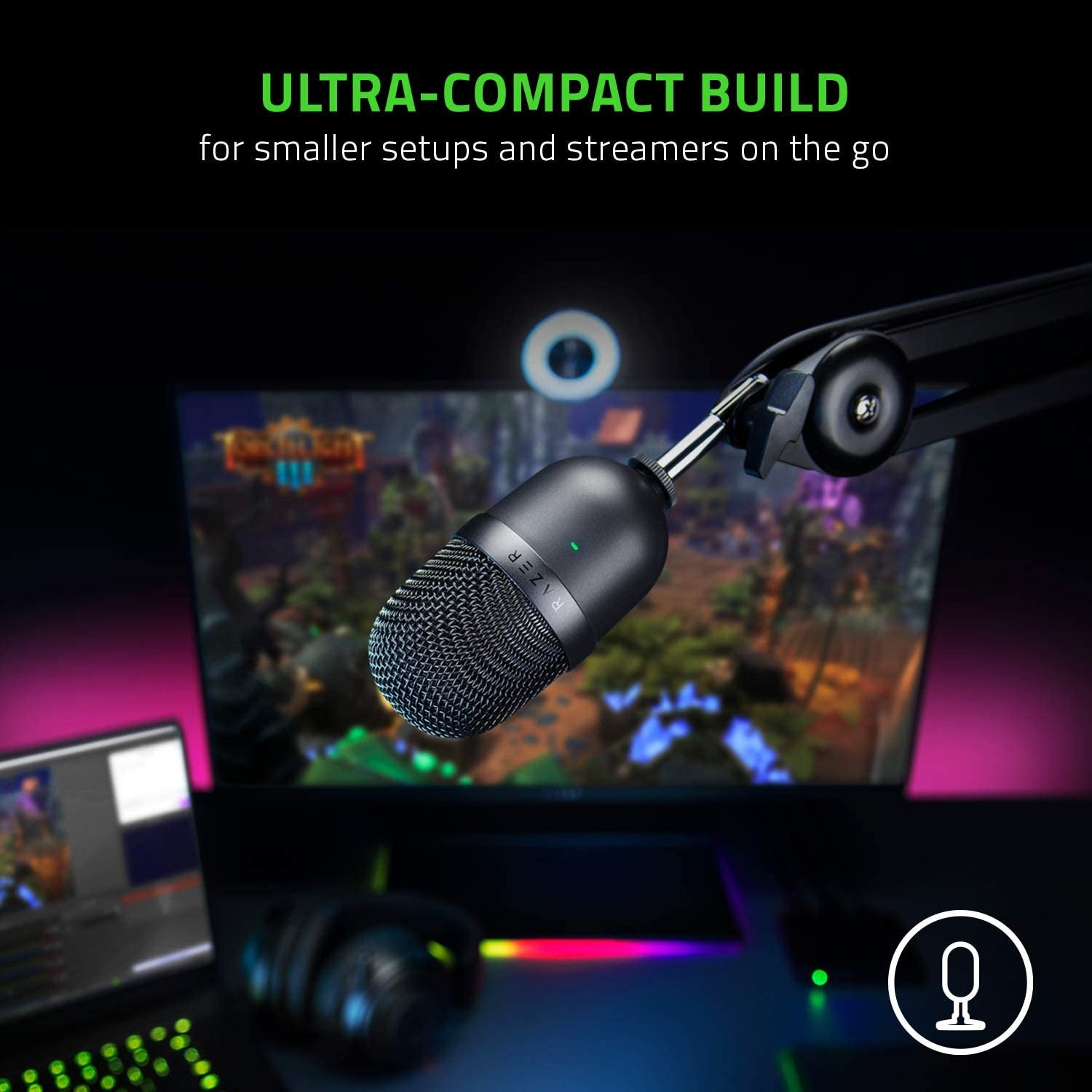 Seiren Mini USB Condenser Microphone - Professional Quality for Streaming & Gaming, Supercardioid Pickup, Shock-Resistant Tilting Stand, Classic Black