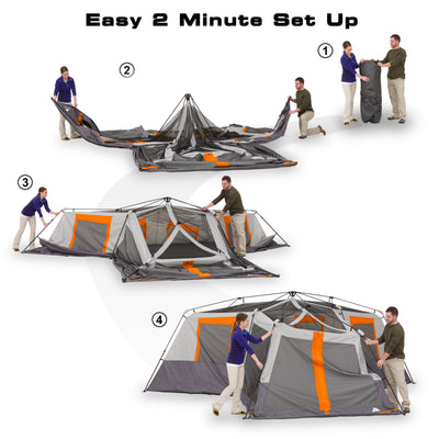 Spacious 12-Person 3-Room Instant Cabin Tent with Screen Room – 20' x 18', 56.5 lbs
