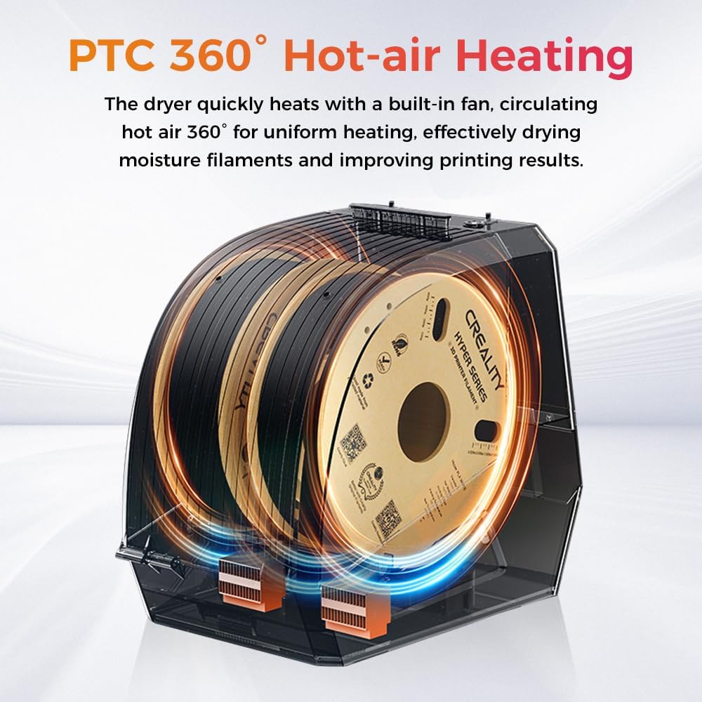 Creality Space PI Filament Dryer Plus, Dual-Spool 3D Printing Filament Dryer Box