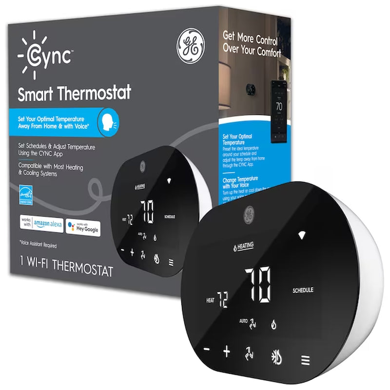 Black Smart Thermostat with Wi-Fi Connectivity and Smart Home Compatibility