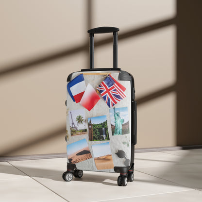 Vintage Postcard Travel Suitcase – World Landmarks Carry-On