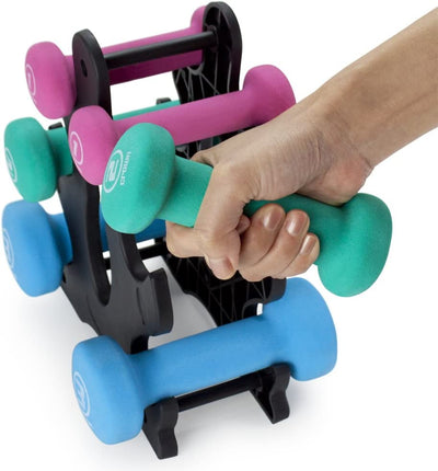 Neoprene Dumbbell Set with Rack - 1, 2, 3 Lbs Weights for Home & Outdoor Workouts