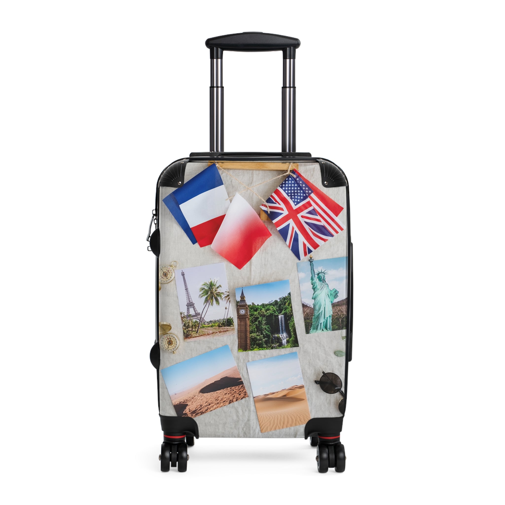Vintage Postcard Travel Suitcase – World Landmarks Carry-On