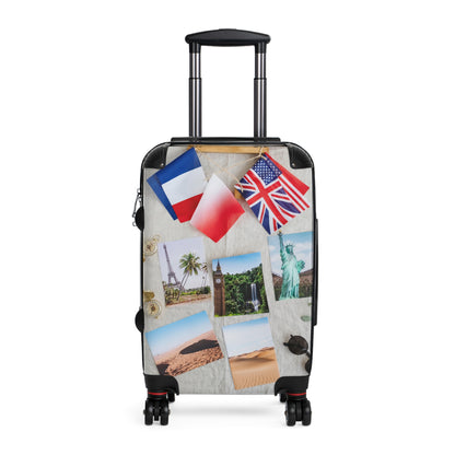 Vintage Postcard Travel Suitcase – World Landmarks Carry-On