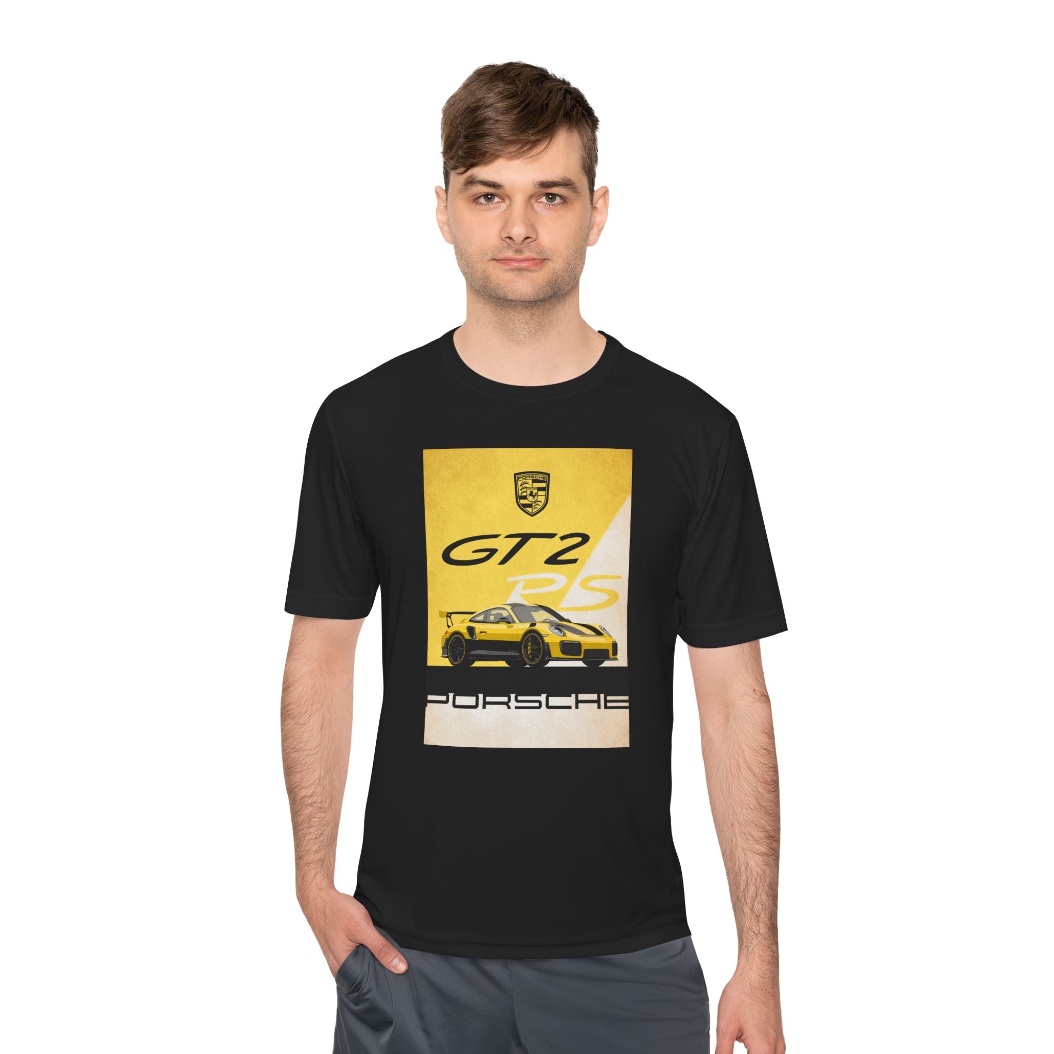 Porsche GT2 Racing Tee — Vintage Yellow GT2 Sport Car Graphic Shirt