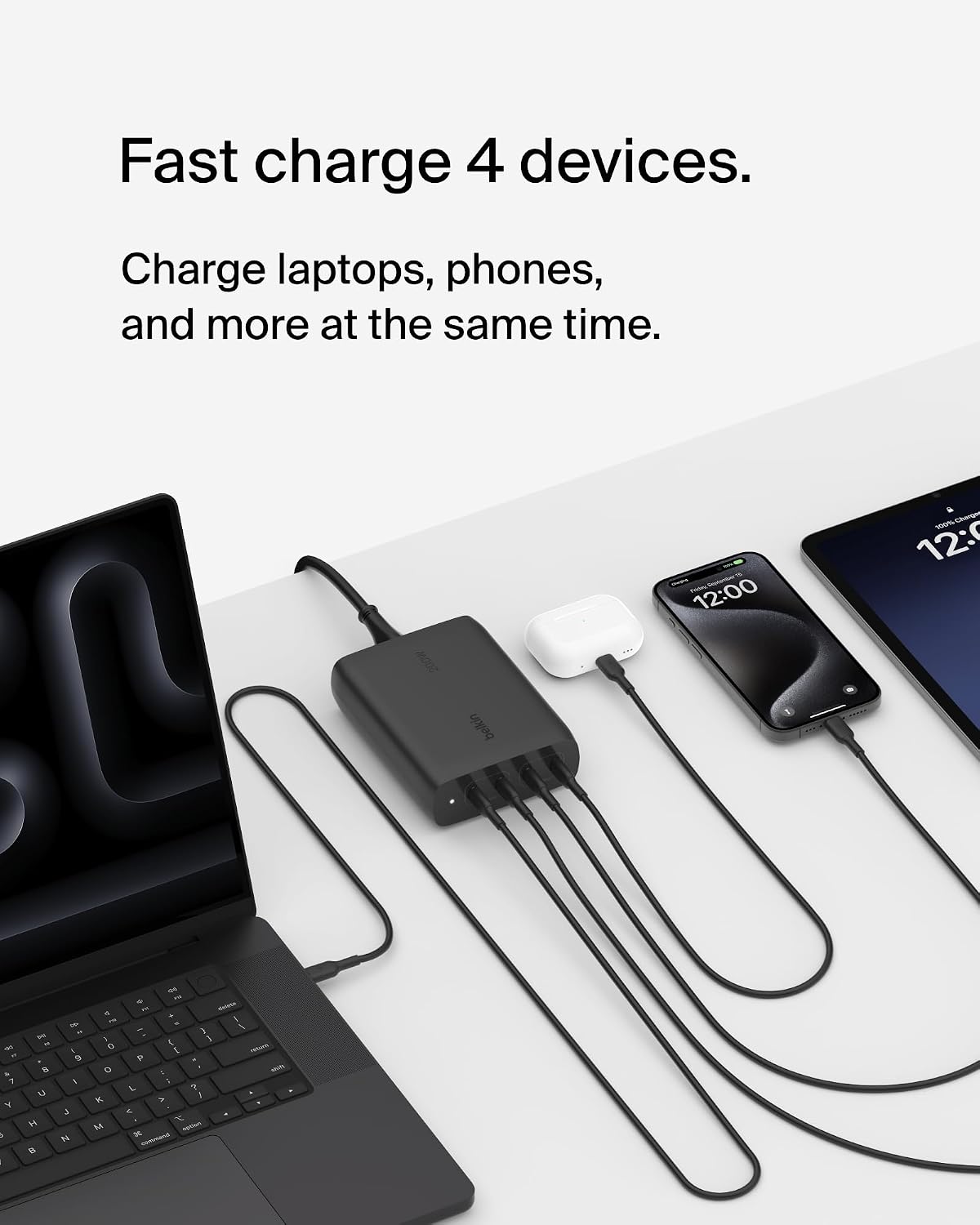 Belkin BoostCharge Pro 4-Port GaN Wall Charger 200W - Black