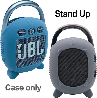 Silicone Protective Case for JBL Clip 4 – Durable Carrying Cover with Stand-Up Holder, Designed for JBL Clip 4 Portable Bluetooth Speaker (Grey)