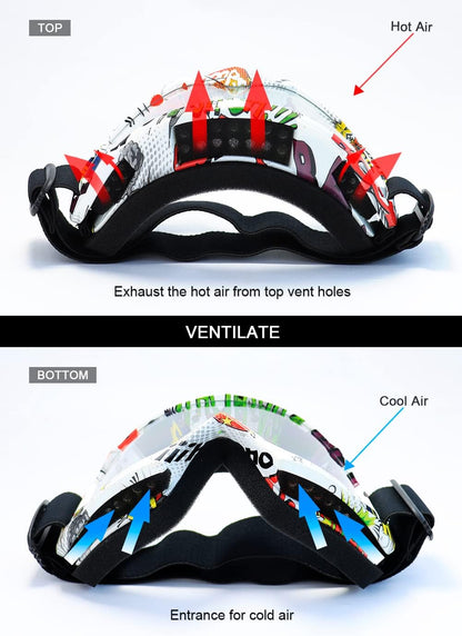 UV400 Dirt Bike & ATV Goggles - Windproof, Dustproof Motocross Goggles for Men, Women, and Youth