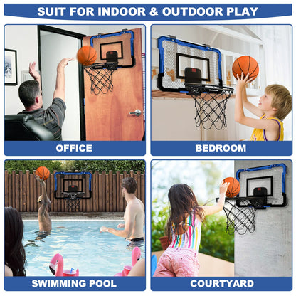 Mini Basketball Hoop with Electronic Scorer & Breakaway Rim - Includes 3 Balls & Inflator, Perfect for Indoor, Outdoor, or Pool Play