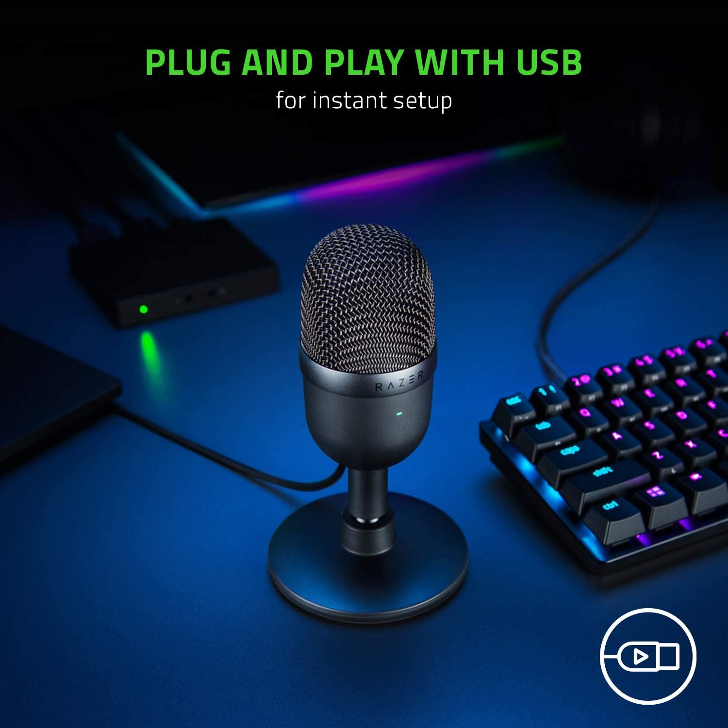 Seiren Mini USB Condenser Microphone - Professional Quality for Streaming & Gaming, Supercardioid Pickup, Shock-Resistant Tilting Stand, Classic Black
