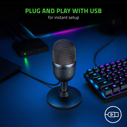 Seiren Mini USB Condenser Microphone - Professional Quality for Streaming & Gaming, Supercardioid Pickup, Shock-Resistant Tilting Stand, Classic Black