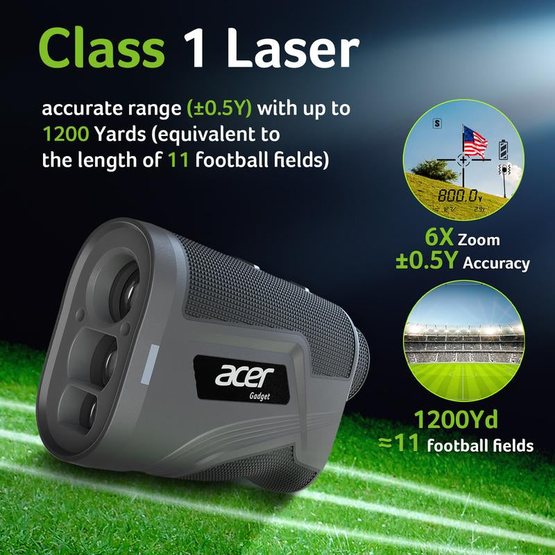 Acer Laser Golf Rangefinder with Slope – 800/1200 Yards, Magnetic & Rechargeable, 6X Magnification – Perfect for Golf, Hunting, Scouting, and Outdoor Adventures – Ideal Gift for Men