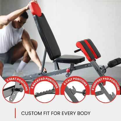 Multi-Functional FID Weight Bench - All-in-One Workout Solution with Hyper Back Extension & Adjustable Features