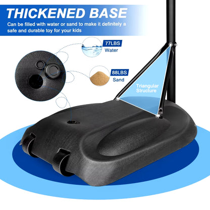 Height-Adjustable Portable Basketball Hoop - 7.5 to 9.2 Ft with 32-Inch Backboard & Wheels for Indoor/Outdoor Play