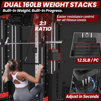 PMAX 5600 Home Gym Smith Machine with Integrated Weight System