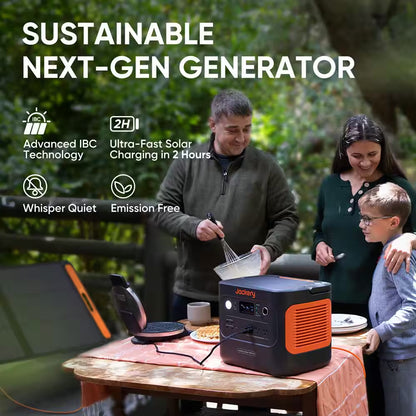 2000W Solar Generator 1000+ with Expandable LiFePO4 Battery, Push-Button Start & Dual 100W Solar Panels