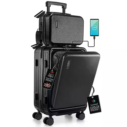 Black Carry-On Set with USB Port