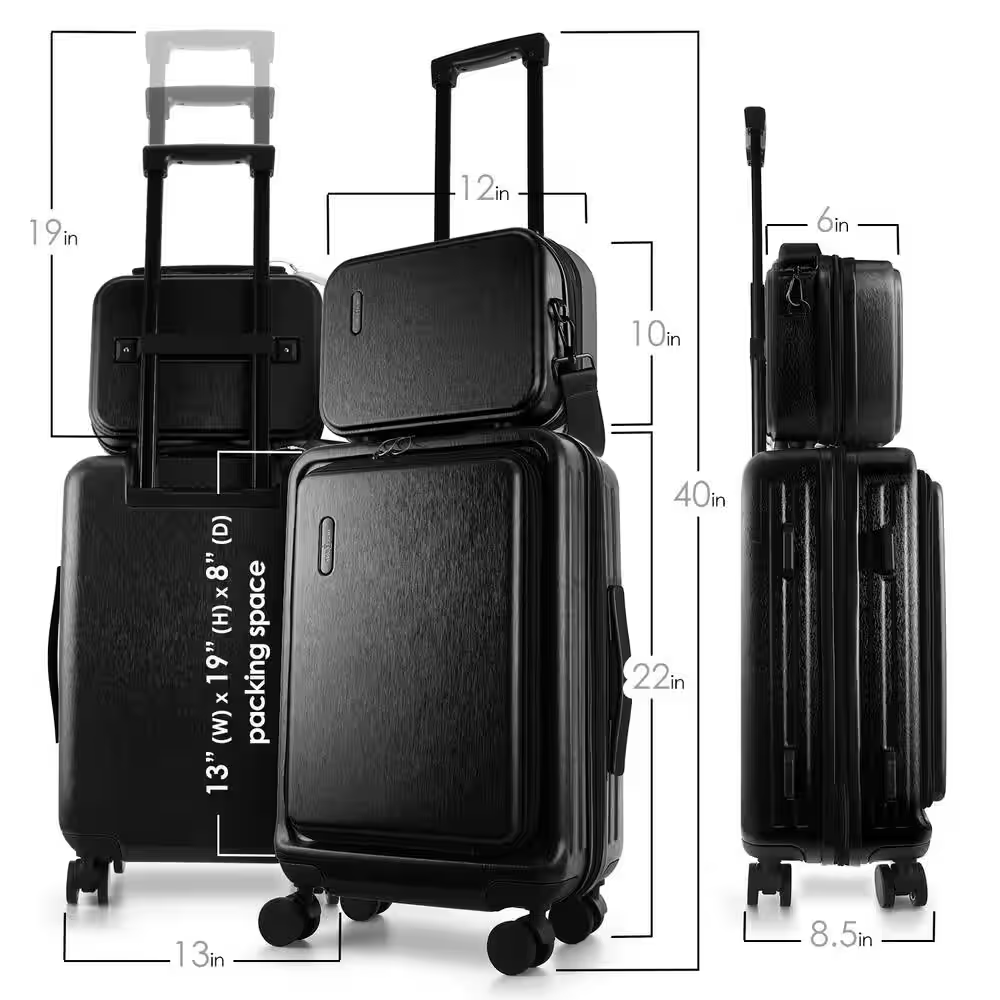 Black Carry-On Set with USB Port