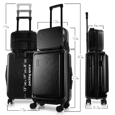 Black Carry-On Set with USB Port