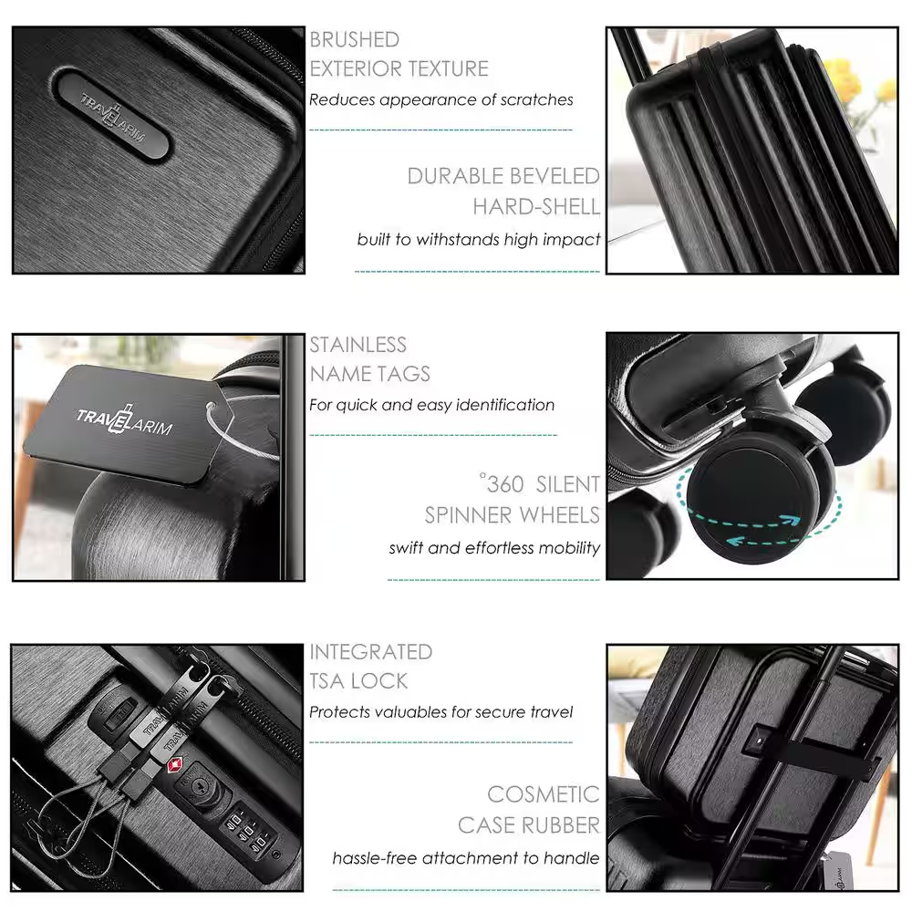 Black Carry-On Set with USB Port