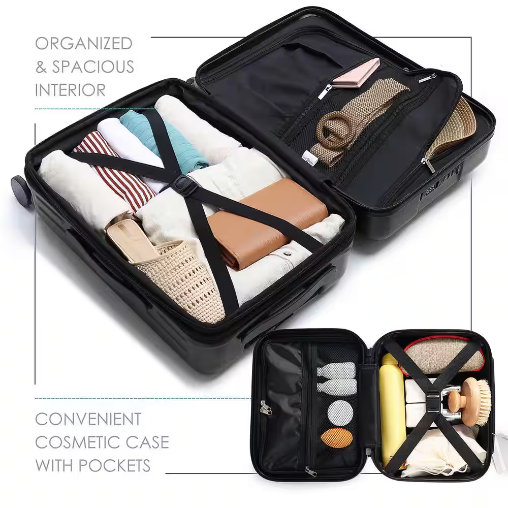 Black Carry-On Set with USB Port