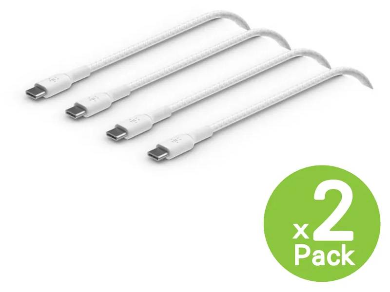 Belkin BoostCharge Pro Braided USB-C to USB-C Cable 2 m (6.6 ft) 60W - White, 2-Pack