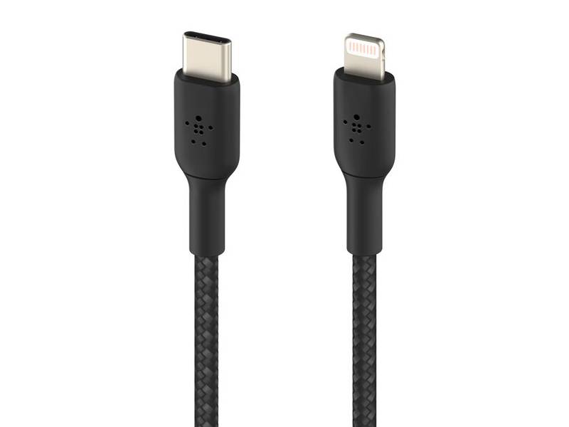 Belkin BoostCharge Braided USB-C to Lightning Cable (1m / 3.3ft, Black)