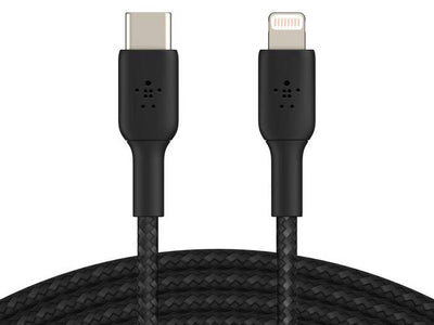 Belkin BoostCharge Braided USB-C to Lightning Cable (1m / 3.3ft, Black)